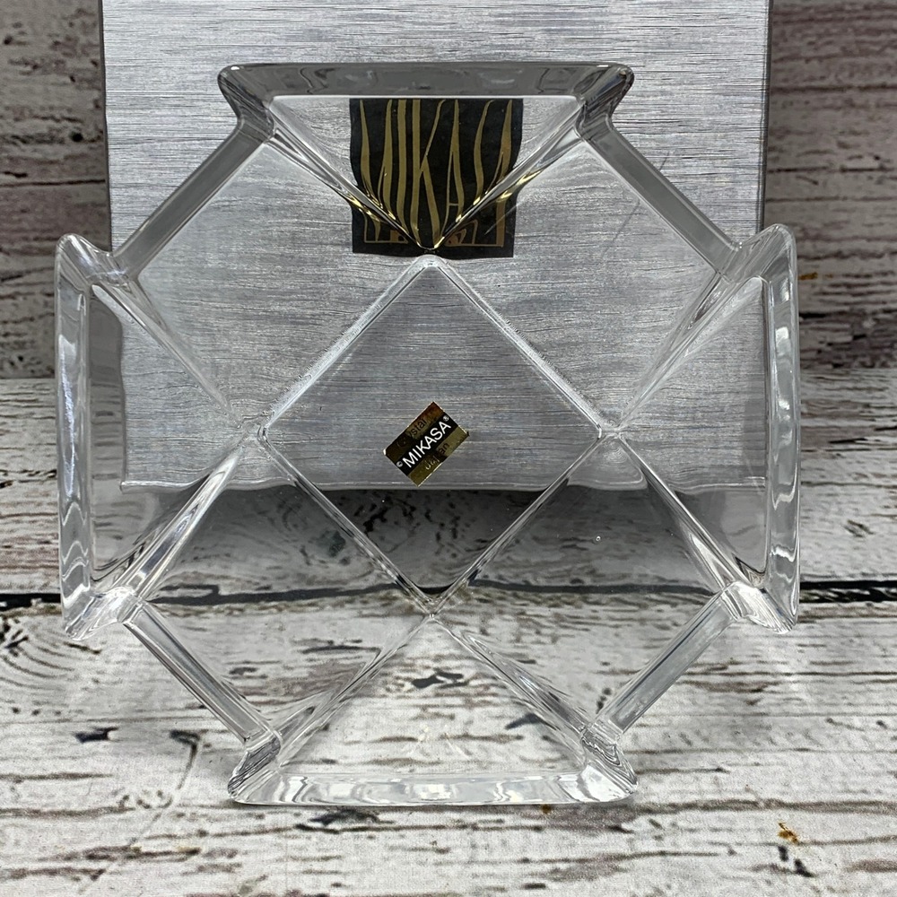 Mikasa Equinox‎ Crystal Bowl, Square, Geometric, Decorative, Boxed RPW05/220